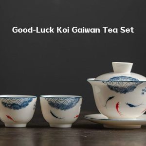 Hand-Painted Sheep Fat Jade Porcelain Gaiwan Set